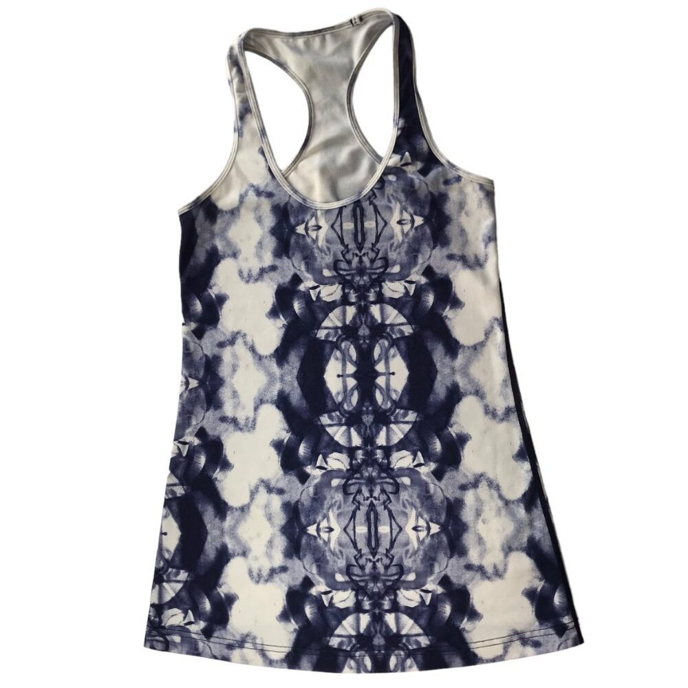 Lululemon Cool Racerback Tank Top CRB White Blue Tie Dye Size Women's Medium